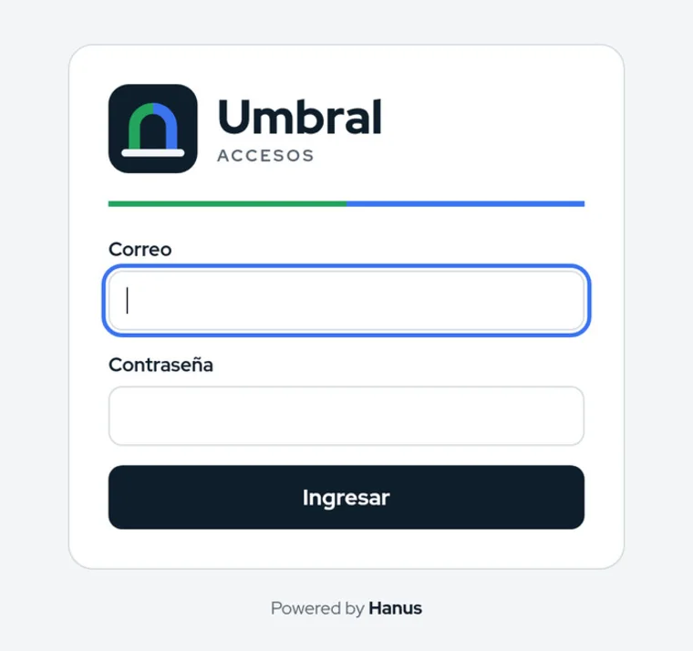 Panel web de Umbral Accesos